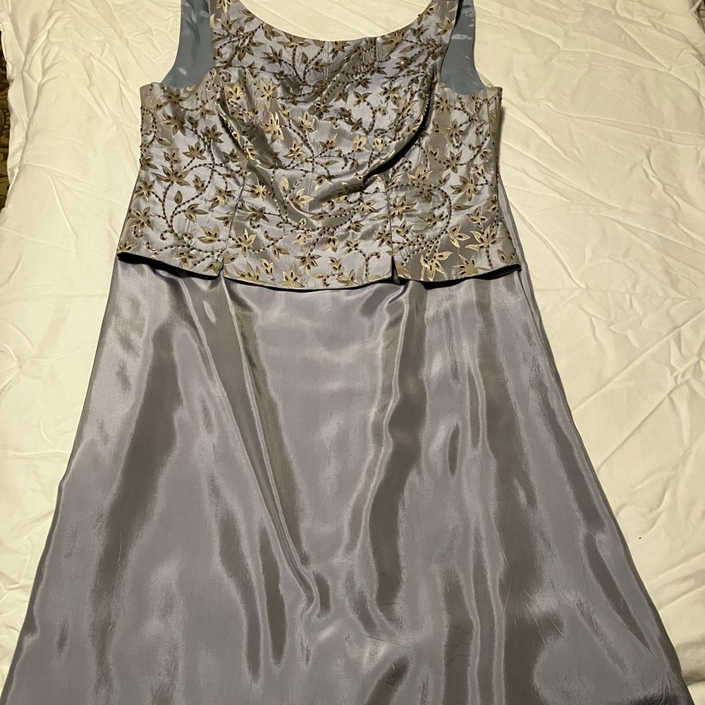 Elegant JS Collections Gray and Gold two piece Floral Dress